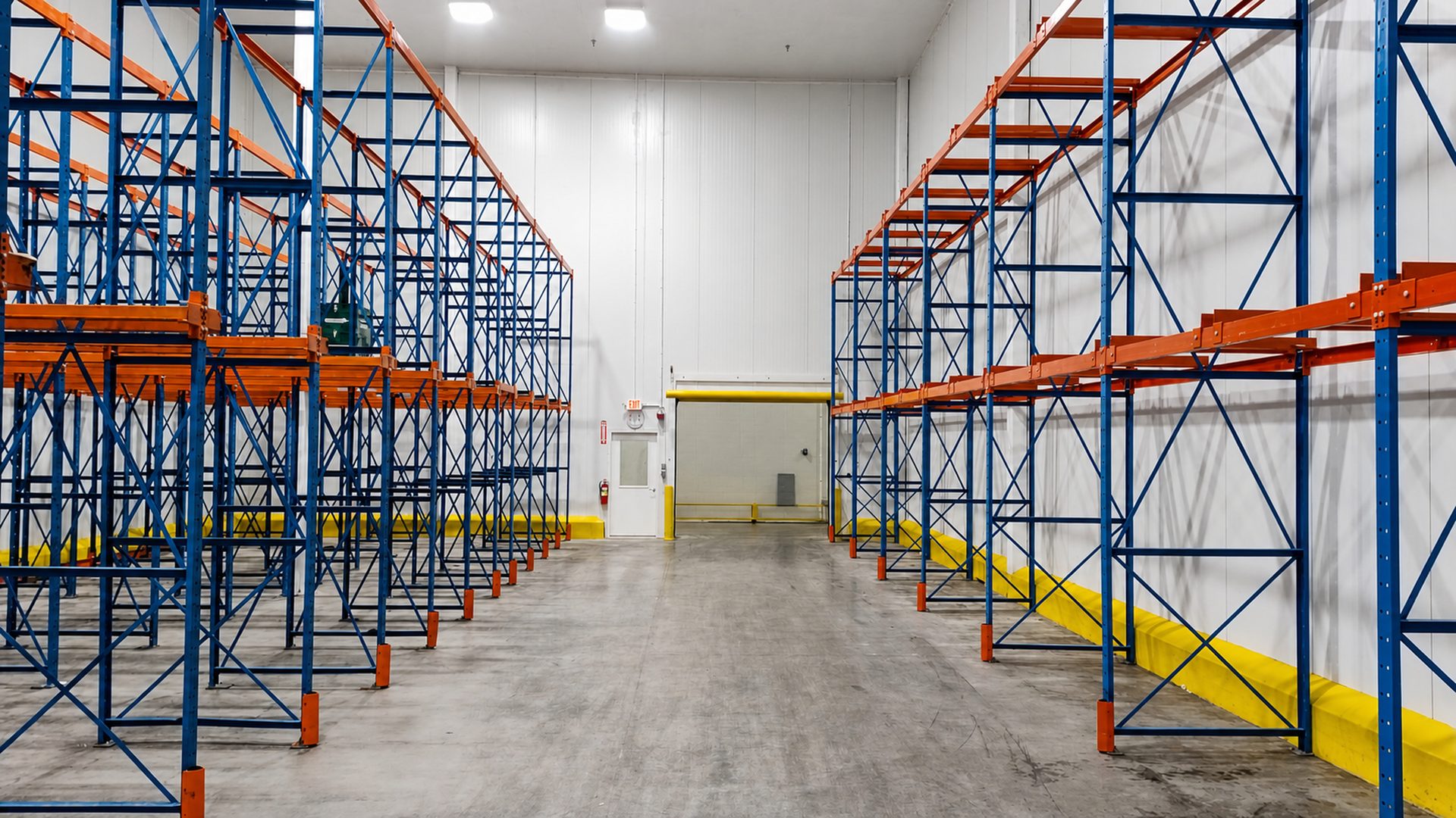 Organized pallet-racking system inside a temperature-controlled Traveler Produce storage area